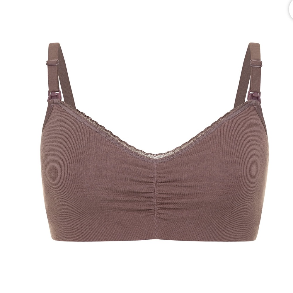 Women's Maternity Ribbed Cotton-Blend Nursing Bralette 2-Pack Size M - Picture 6 of 10